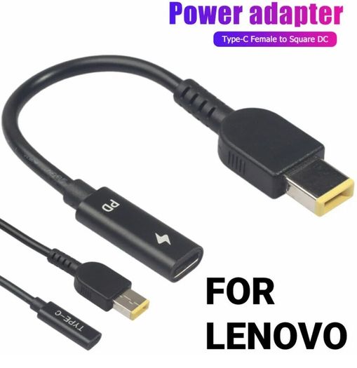 Type-C Female to Square DC Male Power Charger Adapter Cable for Lenovo Thinkpad