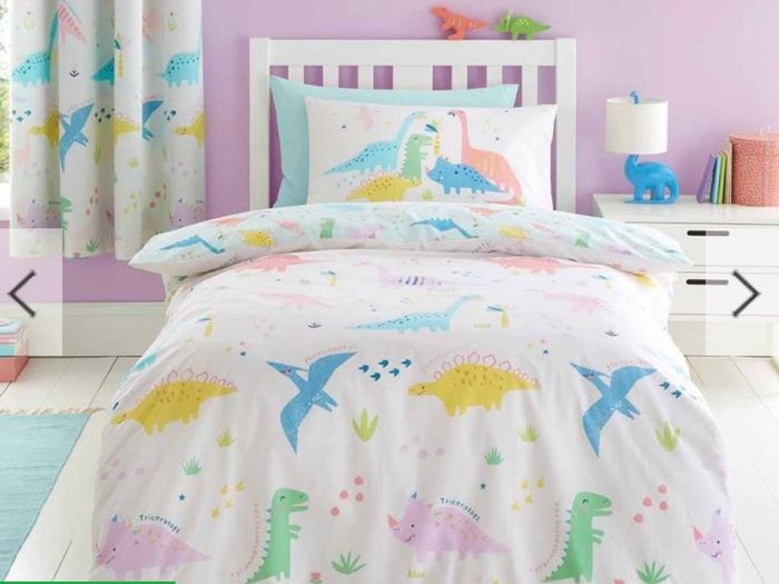 Catherine Lansfield Dinosaur Friends Reversible Double Duvet Cover Set with matching fitted sheet BNIB