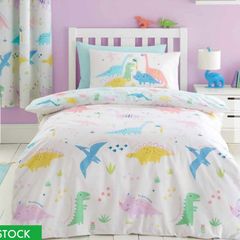 Catherine Lansfield Dinosaur Friends Reversible Double Duvet Cover Set with matching fitted sheet BNIB