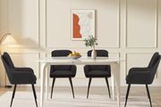 Dining Chair Set of 2 with backrests, Thick Padded Seat armchairs, Easy-Clean Faux Leather and Linen, Sturdy Metal Legs kitchen chairs for Dining and Living Room(Black)