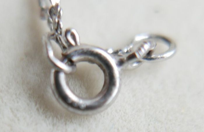 Vintage Sterling Silver 925 Cubic Zirconia Pendant Necklace - length 18" - 2,3g