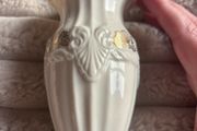 Vintage Belleek Ireland Georgian Shell Porcelain Vase (Gold Trim &amp; Pink Accents) 1990s