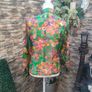 vintage 60s green floral sheer blouse Image 4