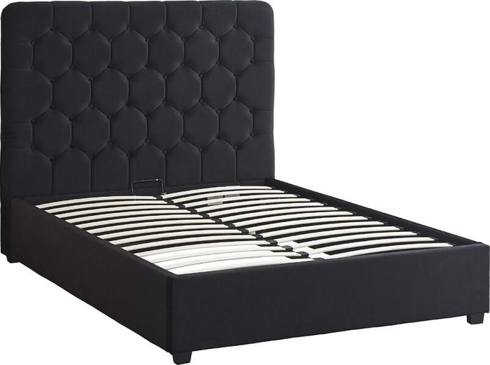 Madison Ottoman 4'6" Bed Black Velvet Fabric