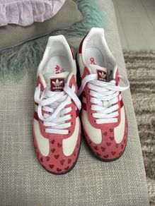 Raspberry Pink & White Lace Up Trainers, Samba Style UK Size 6