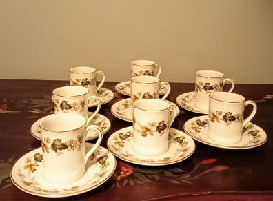 Royal Doulton Larchmont 8 x Flat Demitasse Cup & Saucer Set