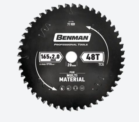 Benman 71909 Circular Saw Blade Multi Material 165 X 2.0 mm/20 mm 48T