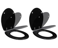 Toilet Seats with Soft Close Lids 2 pcs MDF Black