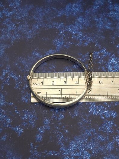 Vintage 925 Sterling Silver Childs Engraved Bangle, Birmingham 1972