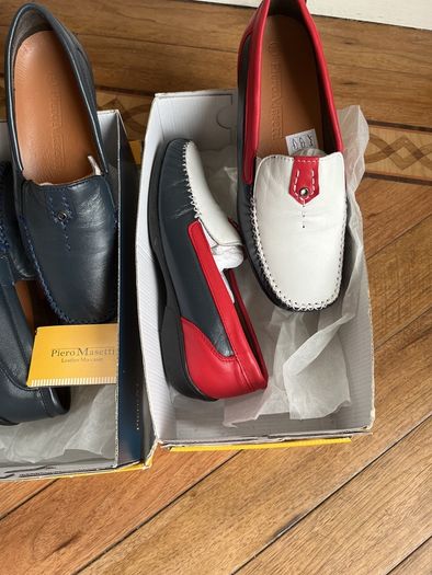 Ladies Unworn 2 Pairs Porto Maserati Leather Moccasin Size 38 Shoes