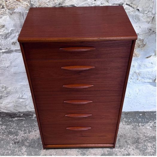 Vintage Mid-century Modern Austinsuite Teak Tallboy Chest Of Drawers