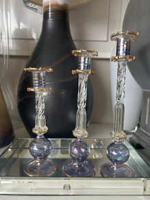 Glass Staggered Candle Holders