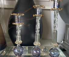 Glass Staggered Candle Holders