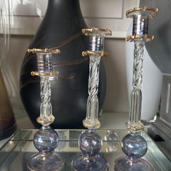 Glass Staggered Candle Holders