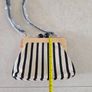Zara Canvas Striped Wooden Clutch Bag in cream/black Image 10