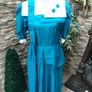 vintage 80s aqua blue green pleated skirt dress with Peter Pan collar size small Image 4