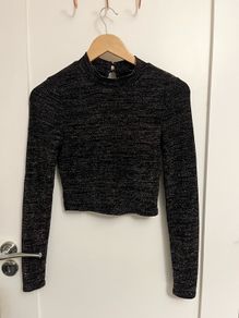 NEWLOOK glitter crop top long sleeve