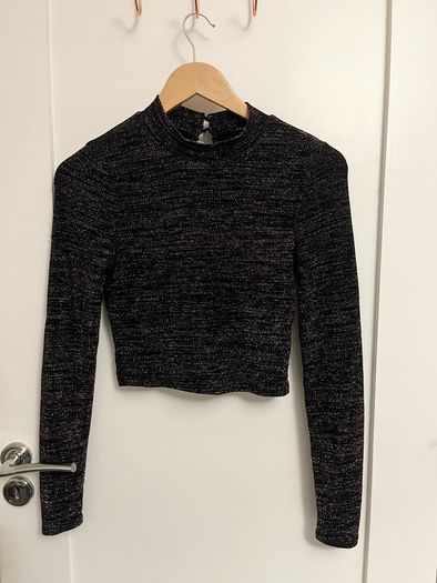 NEWLOOK glitter crop top long sleeve