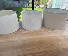 3 x light shades, 1 celing shade, 2 table lamp shades