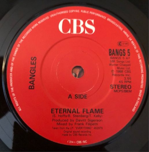 The Bangles - Eternal Flame (1989) 7"