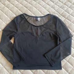 H&M crop top 3/4 sleeves sheer top size S