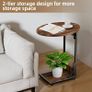 Foldable Side Table Bedside Table, Round Sofa Table with Storage Bag, Metal Frame Small Coffee Table for Living Room Bedroom Office, Rustic Brown & Black Image 3