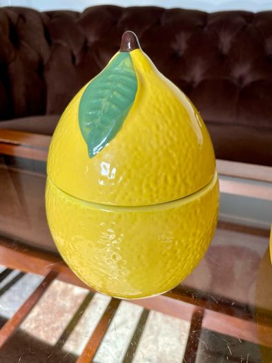 Y2K Martha Stewart Ceramic Lemon Storage Jar and Rare Vintage Macys Italian Serving Plate