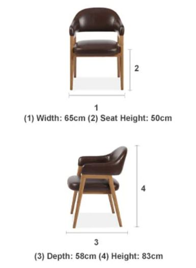Pair of Leather & Oak Dining Chairs - Like New