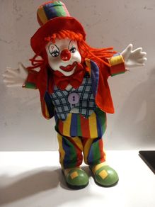 ceramic figure clown dancing clown vintage figurine statues colourful