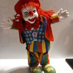 ceramic figure clown dancing clown vintage figurine statues colourful