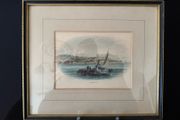 Victorian Antique Print of Exmouth by George Townsend (c.1850s) - Framed Hand-Coloured Engraving