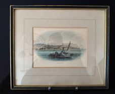 Victorian Antique Print of Exmouth by George Townsend (c.1850s) - Framed Hand-Coloured Engraving