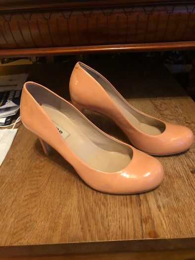 Dune 'Aleen' round toe patent heels
