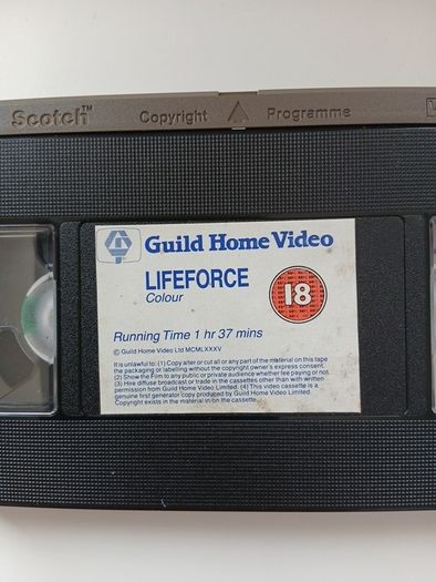 Lifeforce VHS Film On A High Grade Scotch Cassette.