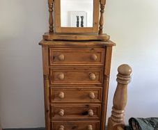 Solid Pine chest of drawers & mirror