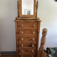 Solid Pine chest of drawers & mirror