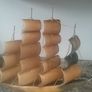 Vintage Cattle Horn Model Sailing Ship Image 7