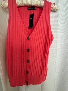 New M&S Knitted Button Vest Top