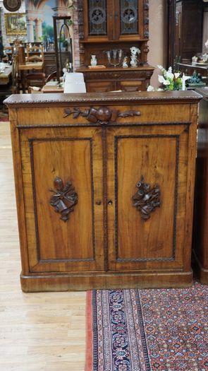 Pair of Antique Carved Walnut Cabinets