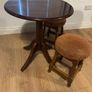 Small wooden bar table & 2 vintage stools Image 2