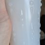 Vintage White Milk Glass Hobnail Vase Scalloped Rim 18cm Image 8