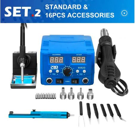 800W SMD Soldering Station Quick Heat Electric Hot Air Gun 2 in 1 Led Display Electric Soldering Iron BGA Rework Welding Station