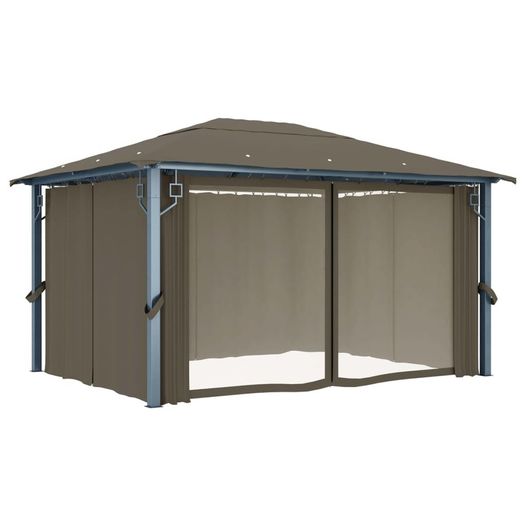 Gazebo with Curtain 400x300 cm Taupe Aluminium