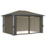 Gazebo with Curtain and String Lights 400x300 cm Taupe Aluminium Image 5