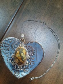 Tortoise Shell Stone Pendant Necklace