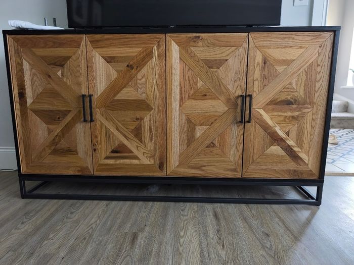 Oak cabinet with oak coffee table
