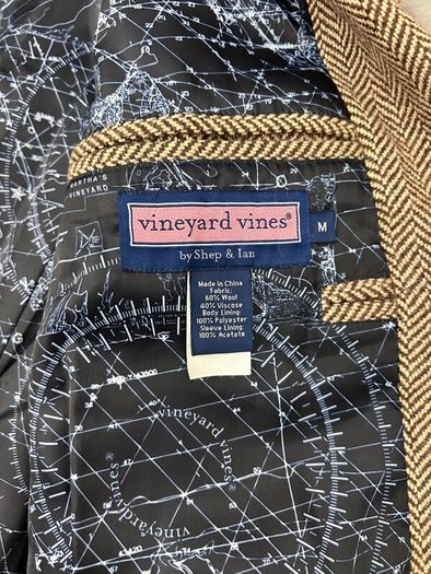 Vinegar Vines Wool Blend Herringbone Blazer Jacket Mens Medium