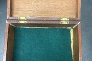 Vintage Inlaid Wooden Jewellery Box with Blue Velvet Lining