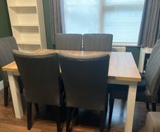 Large Extendable Solid Wood Table and Chairs - 6 Dark Grey