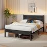Double Bed Frame with Wooden Headboard and Footboard Image 8